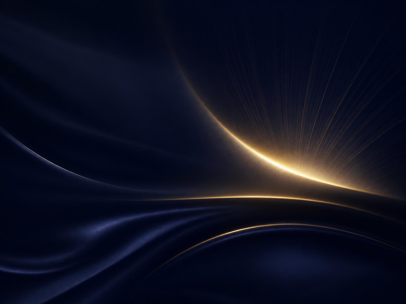 Deep navy silk with a soft gold light arc